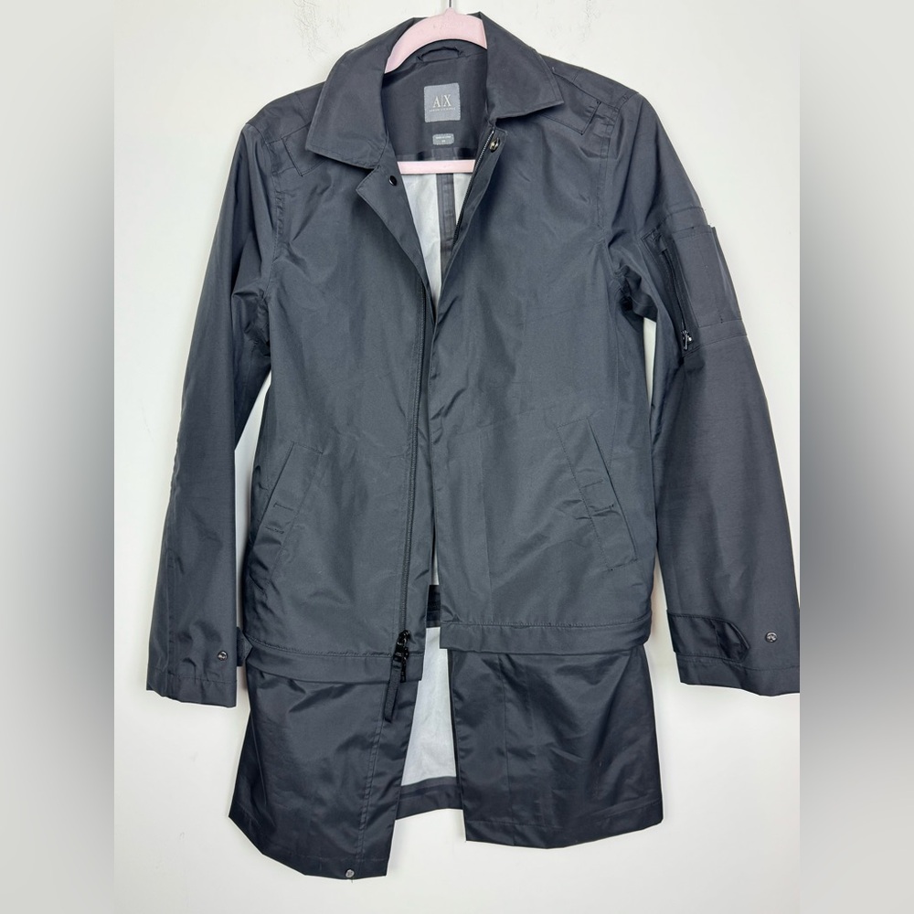 A|X Armani Exchange Black Pleated Trench Coat Size XS